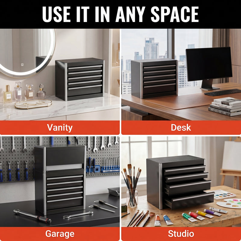 Steel tool box organizer - 0.5mm cold-rolled steel construction, rust-resistant finish
