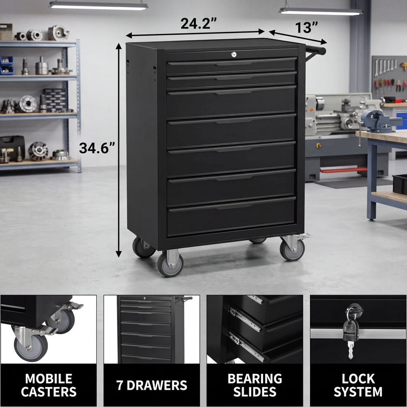 Compact metal tool box organizer dimensions - 8.6 x 4.6 x 8.1 inches desktop size