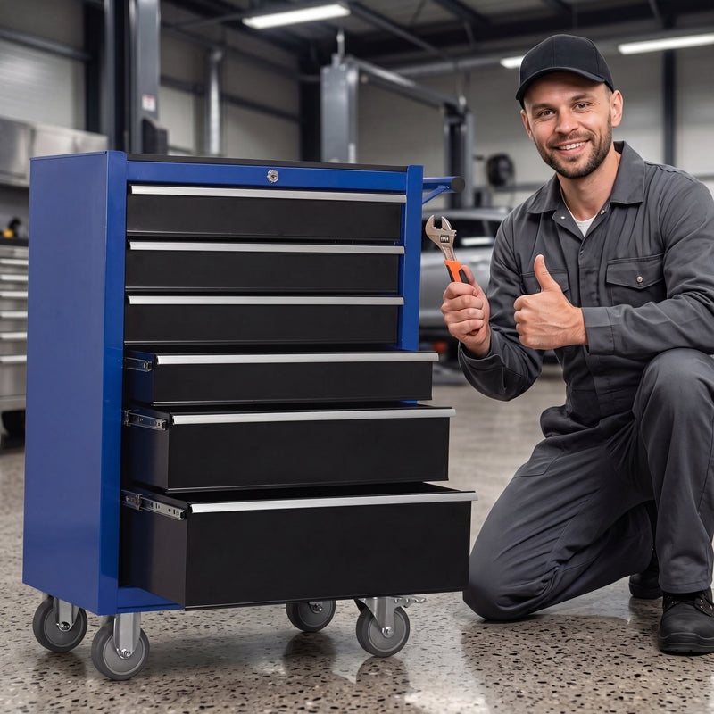 Compact metal tool box organizer dimensions - 8.6 x 4.6 x 8.1 inches desktop size