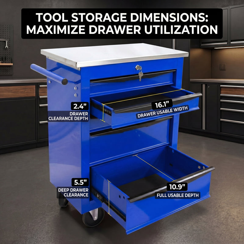 Tool box organizer drawer close-up showing EVA liner and non-slip foot pad