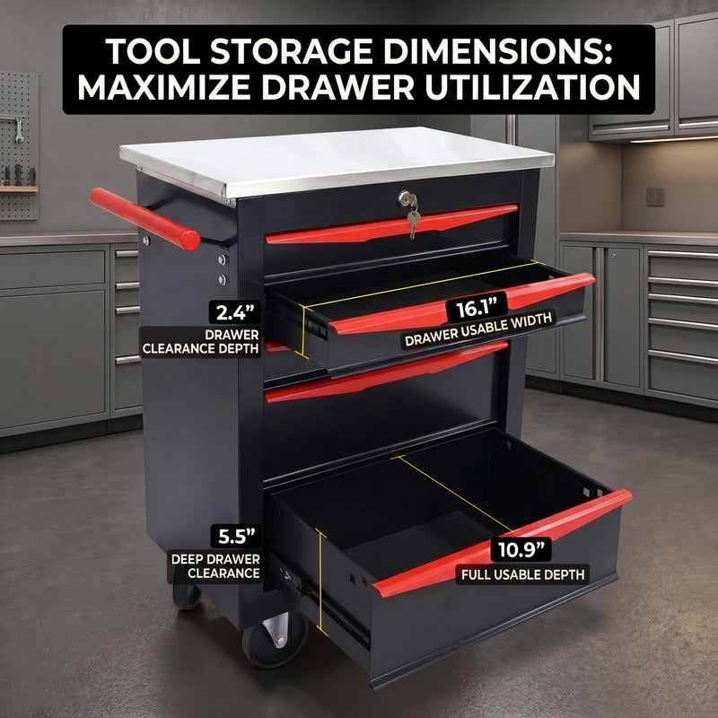 Tool box organizer drawer close-up showing EVA liner and non-slip foot pad
