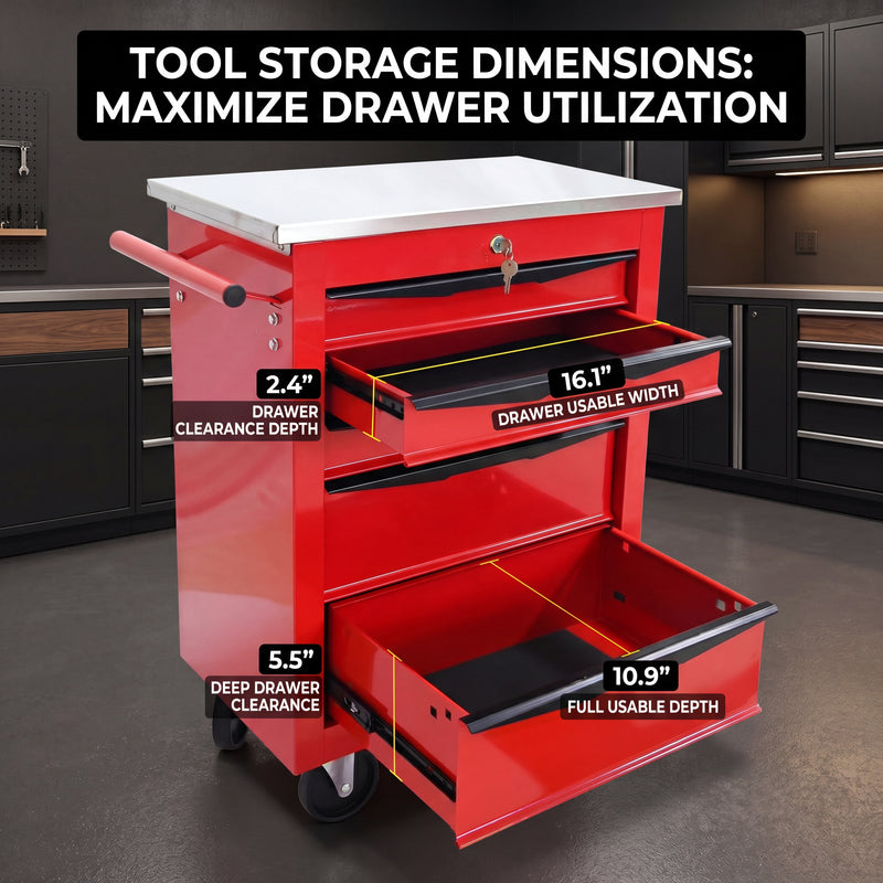 Tool box organizer drawer close-up showing EVA liner and non-slip foot pad