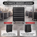 Tool box organizer drawer close-up showing EVA liner and non-slip foot pad