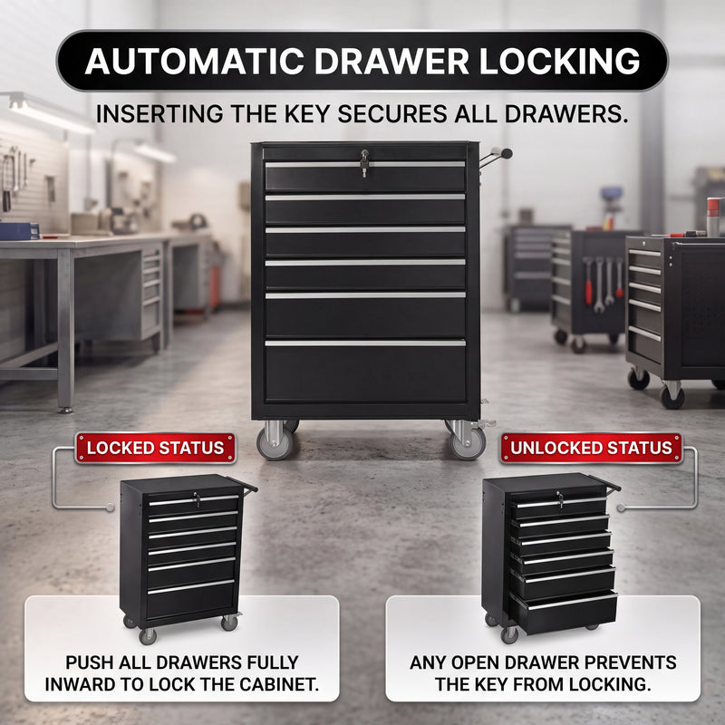 Tool box organizer drawer close-up showing EVA liner and non-slip foot pad
