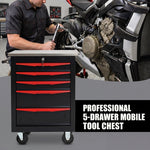 Metal tool box organizer with bottom drawer open on a desk - smooth-slide drawer tracks