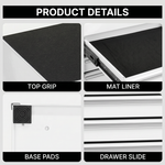 Metal tool box organizer with bottom drawer open on a desk - smooth-slide drawer tracks