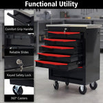Compact tool box organizer shown in vanity, desk, garage, and studio settings