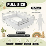 Full size Montessori floor bed dimensions 56.5 by 77 by 17.5 inches with bed slats included