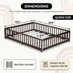Full size Montessori floor bed dimensions 56.5 by 77 by 17.5 inches with bed slats included