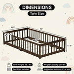 Full size Montessori floor bed dimensions 56.5 by 77 by 17.5 inches with bed slats included