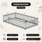 Full size Montessori floor bed dimensions 56.5 by 77 by 17.5 inches with bed slats included