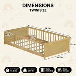 Full size Montessori floor bed dimensions 56.5 by 77 by 17.5 inches with bed slats included