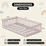 Full size Montessori floor bed dimensions 56.5 by 77 by 17.5 inches with bed slats included