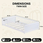 Full size Montessori floor bed dimensions 56.5 by 77 by 17.5 inches with bed slats included