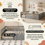 Montessori floor bed with safety rails shown as a cozy space for rest and play
