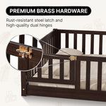 Montessori floor bed with safety rails shown as a cozy space for rest and play