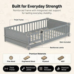 Montessori floor bed with safety rails shown as a cozy space for rest and play
