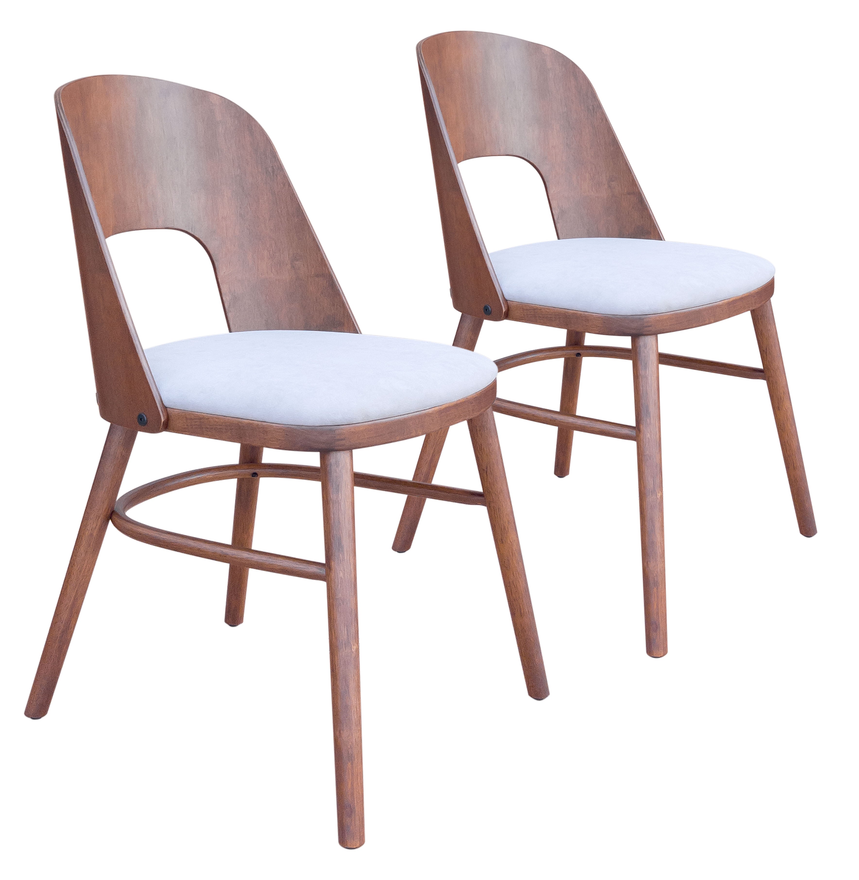 Iago Dining Chair (Set of 2) Light Gray & Walnut