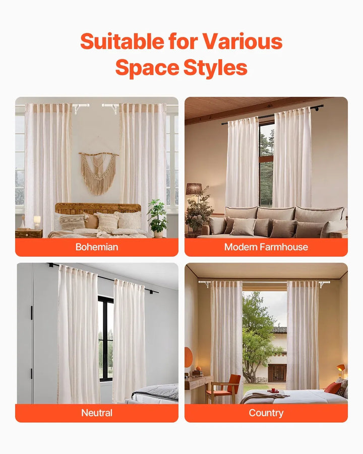 Natural Linen Curtains 52 x 84 inch 2 Panels Set Semi Sheer Light Filtering