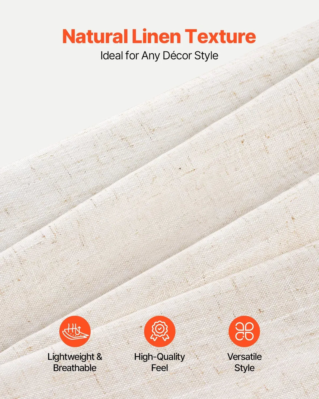 Natural Linen Curtains 52 x 84 inch 2 Panels Set Semi Sheer Light Filtering