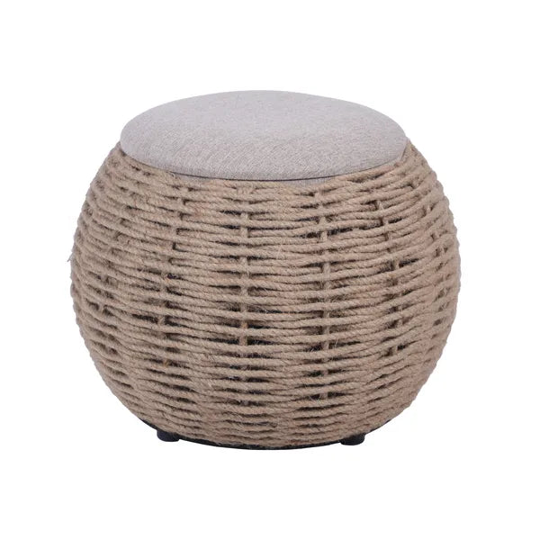 Handwoven  Storage Ottoman – Eco-Friendly Hideaway | Brown Accent Bench | Trufairs