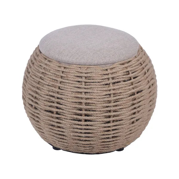 Handwoven  Storage Ottoman – Eco-Friendly Hideaway | Brown Accent Bench | Trufairs