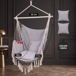 Boho Macrame Hammock Chair with Fringe, 2 Cushions & Side Pocket - (new) 4