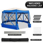 Person pushing up the gazebo center hub with the two included door frame rods and carry bag