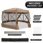 Person pushing up the gazebo center hub with the two included door frame rods and carry bag