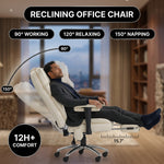 Adjustable ergonomic headrest with 3.9-inch vertical range shown in three positions