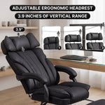 Adjustable ergonomic headrest with 3.9-inch vertical range shown in three positions
