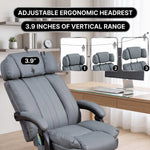 Adjustable ergonomic headrest with 3.9-inch vertical range shown in three positions