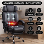 Infographic of the chair's vibration massage and heating system settings
