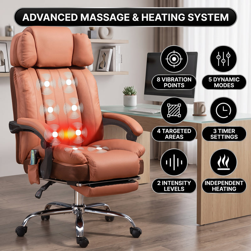 Infographic of the chair's vibration massage and heating system settings