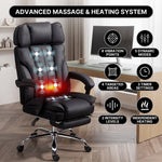 Infographic of the chair's vibration massage and heating system settings