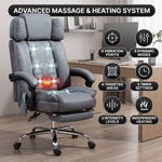 Infographic of the chair's vibration massage and heating system settings