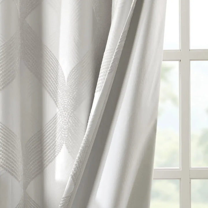 Ogee Knitted Jacquard Total Blackout Curtain Panel(Only 1 Pc Panel)