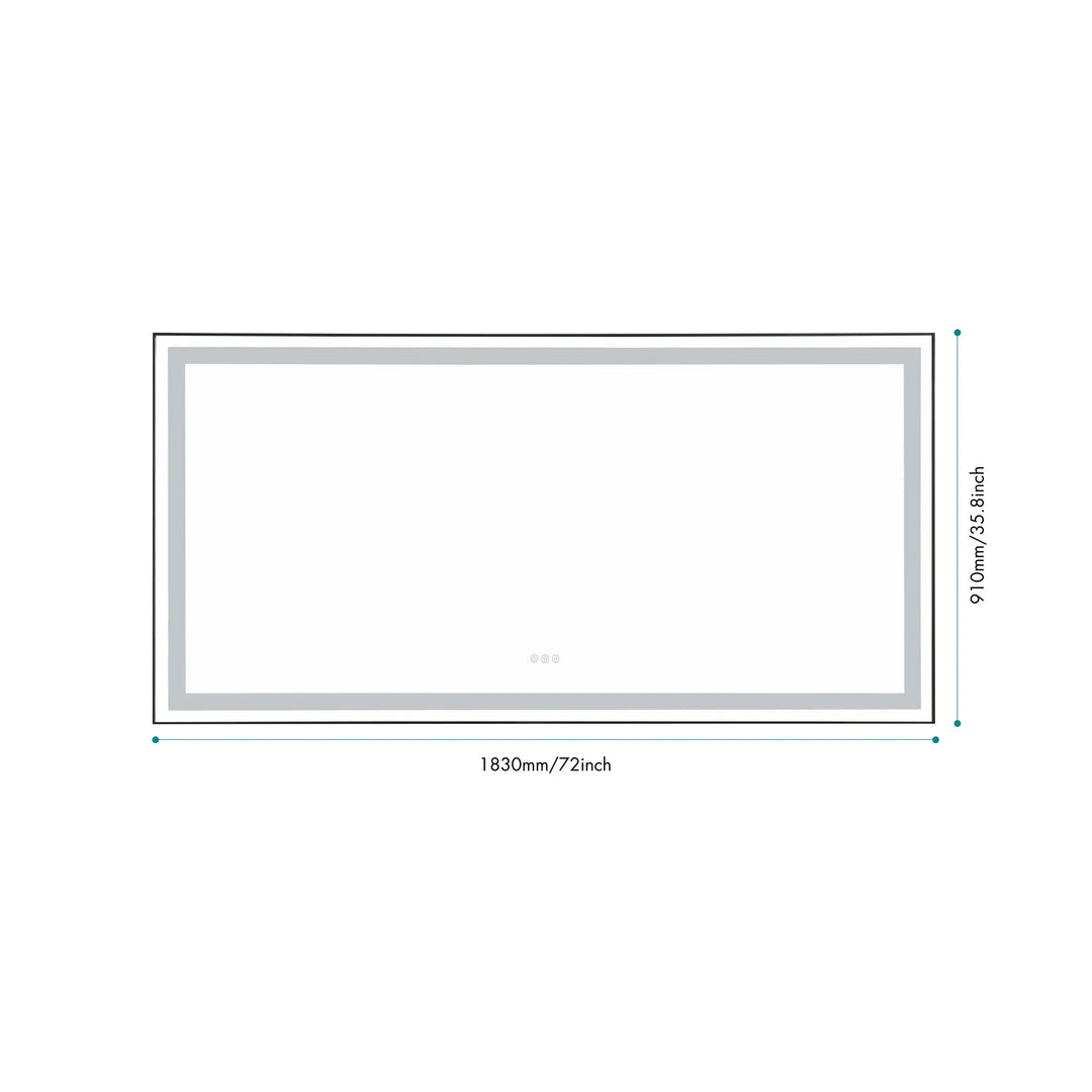 (ONLY FOR PICKUP) 72 in. W x 36 in. H Black Framed LED Single Bathroom Vanity Mirror in Polished Crystal Bathroom Vanity LED Mirror with 3 Color Lights Mirror for Bathroom Wall