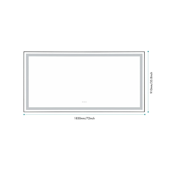 (ONLY FOR PICKUP) 72 in. W x 36 in. H Black Framed LED Single Bathroom Vanity Mirror in Polished Crystal Bathroom Vanity LED Mirror with 3 Color Lights Mirror for Bathroom Wall