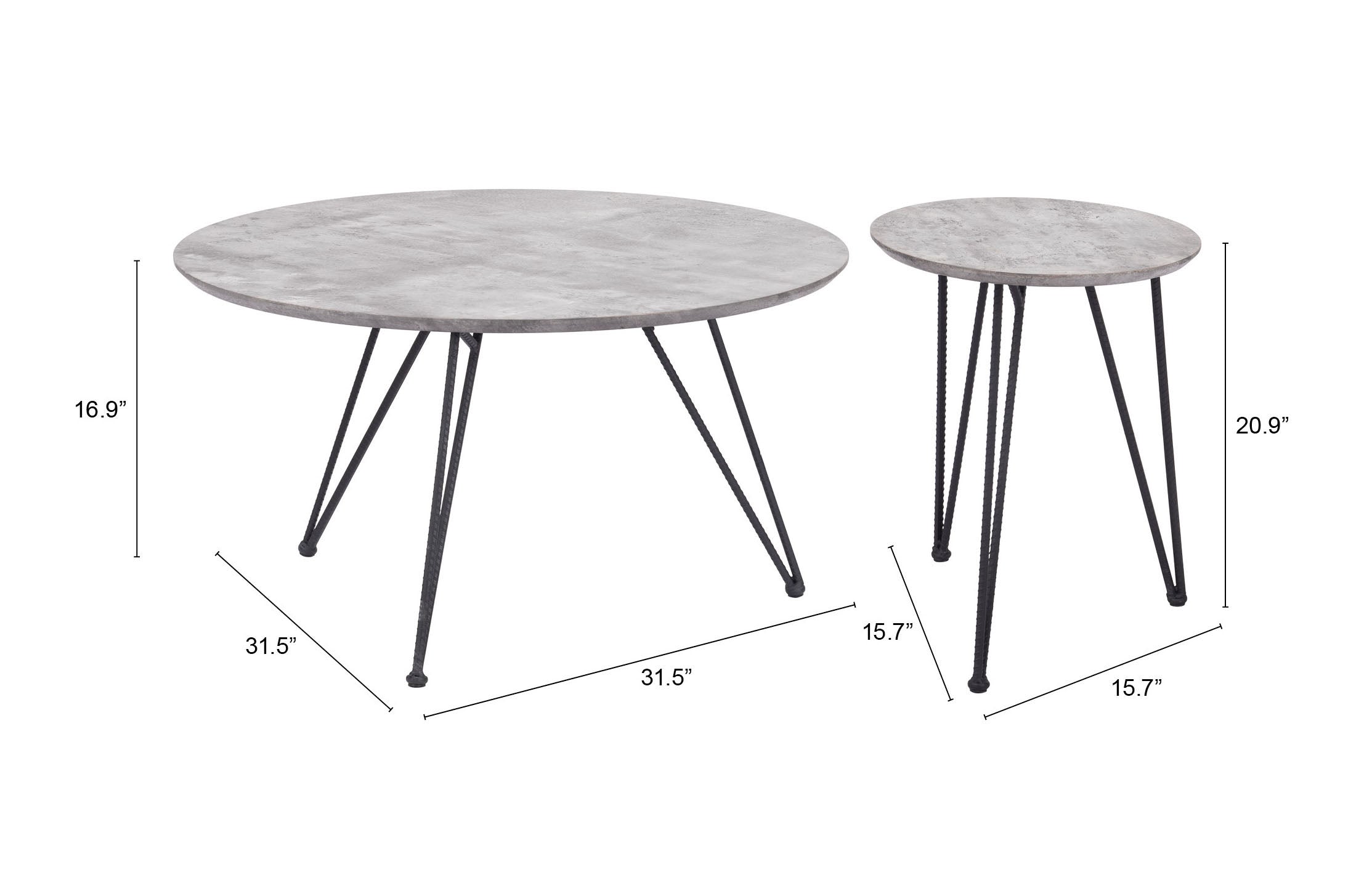 Kerris Coffee Table Set Gray & Black