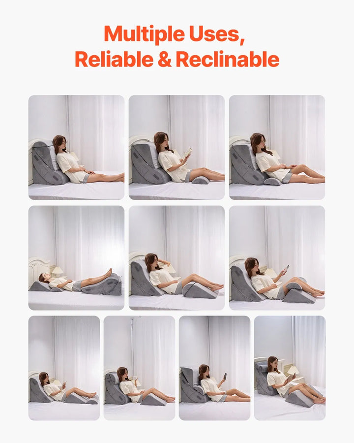 Orthopedic Bed Wedge Pillow 4 Pcs Adjustable for GERD Sleep Back Leg Neck