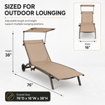 Dimension diagram of the navy outdoor chaise lounger, 95.5 by 40.5 by 53 inches with 350 lb capacity