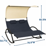 Dimension diagram of the navy outdoor chaise lounger, 95.5 by 40.5 by 53 inches with 350 lb capacity