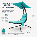 Dimension diagram of the navy outdoor chaise lounger, 95.5 by 40.5 by 53 inches with 350 lb capacity