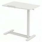 adjustable overbed table with wheels in black walnut finish, side view