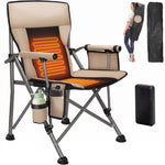 Black oversized padded camping chair for big and tall adults with cup holder, carry bag and 550 lb capacity