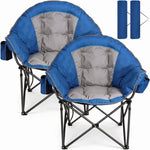 Black oversized padded camping chair for big and tall adults with cup holder, carry bag and 550 lb capacity