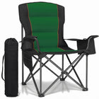 Black oversized padded camping chair for big and tall adults with cup holder, carry bag and 550 lb capacity
