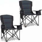 Black oversized padded camping chair for big and tall adults with cup holder, carry bag and 550 lb capacity