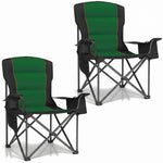 Black oversized padded camping chair for big and tall adults with cup holder, carry bag and 550 lb capacity